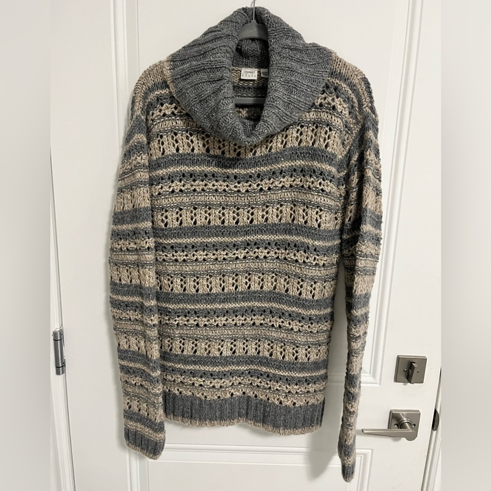 NWOT - Esprit Women’s Wool Blended Open-Knit Turtleneck Long Sweater - Size XL